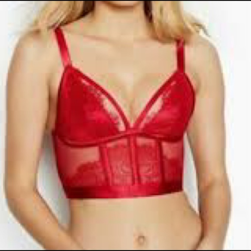 Victoria’s Secret unlined red lace bustier NWT